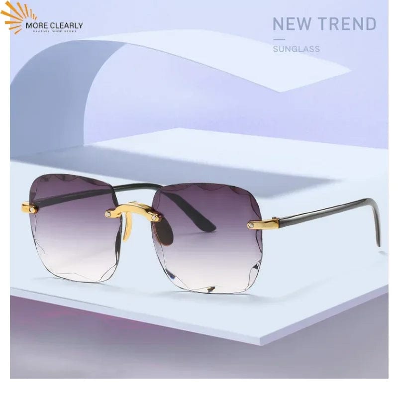 New Square Rimless Sunglasses Women Luxury Brand Designer Summer Red Glasses Fashion Sun Glasses for Men UV400 Shades Oculos - SHOWLU FASHION STORE