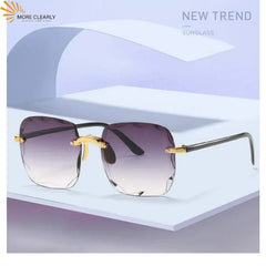 New Square Rimless Sunglasses Women Luxury Brand Designer Summer Red Glasses Fashion Sun Glasses for Men UV400 Shades Oculos - SHOWLU FASHION STORE