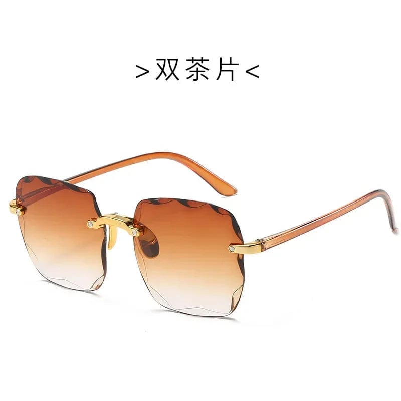 New Square Rimless Sunglasses Women Luxury Brand Designer Summer Red Glasses Fashion Sun Glasses for Men UV400 Shades Oculos - SHOWLU FASHION STORE