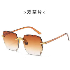 New Square Rimless Sunglasses Women Luxury Brand Designer Summer Red Glasses Fashion Sun Glasses for Men UV400 Shades Oculos - SHOWLU FASHION STORE