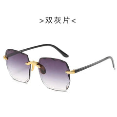 New Square Rimless Sunglasses Women Luxury Brand Designer Summer Red Glasses Fashion Sun Glasses for Men UV400 Shades Oculos - SHOWLU FASHION STORE
