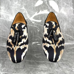 New Stylish Canvas Shoes Men Leopard Print Shoes Fashion Tassel Loafers Handmade Summer Mens Shoes Slip On Casual Flats - SHOWLU FASHION STORE