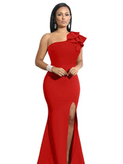 New Summer One Shoulder Split Sexy Dress sleeveless Sloping Shoulders Dresses - SHOWLU FASHION STORE