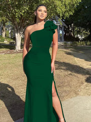 New Summer One Shoulder Split Sexy Dress sleeveless Sloping Shoulders Dresses - SHOWLU FASHION STORE
