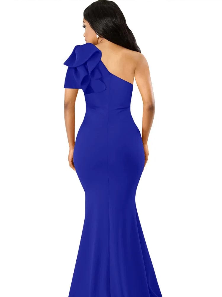New Summer One Shoulder Split Sexy Dress sleeveless Sloping Shoulders Dresses - SHOWLU FASHION STORE