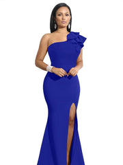 New Summer One Shoulder Split Sexy Dress sleeveless Sloping Shoulders Dresses - SHOWLU FASHION STORE