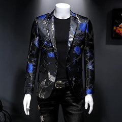 New Vintage Luxury Jacquard Blazers Men 2022 New Flower Slim Fit Blazer Jacket Hommes Wedding Club Party Dress Singers Costumes - SHOWLU FASHION STORE