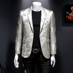 New Vintage Luxury Jacquard Blazers Men 2022 New Flower Slim Fit Blazer Jacket Hommes Wedding Club Party Dress Singers Costumes - SHOWLU FASHION STORE