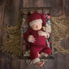 ❤️Newborn Photography Clothing Mohair Christmas Hat+Jumpsuit 2Pcs/set Studio Infant Photo Prop Accessories Santa Costume Outfits - SHOWLU FASHION STORE