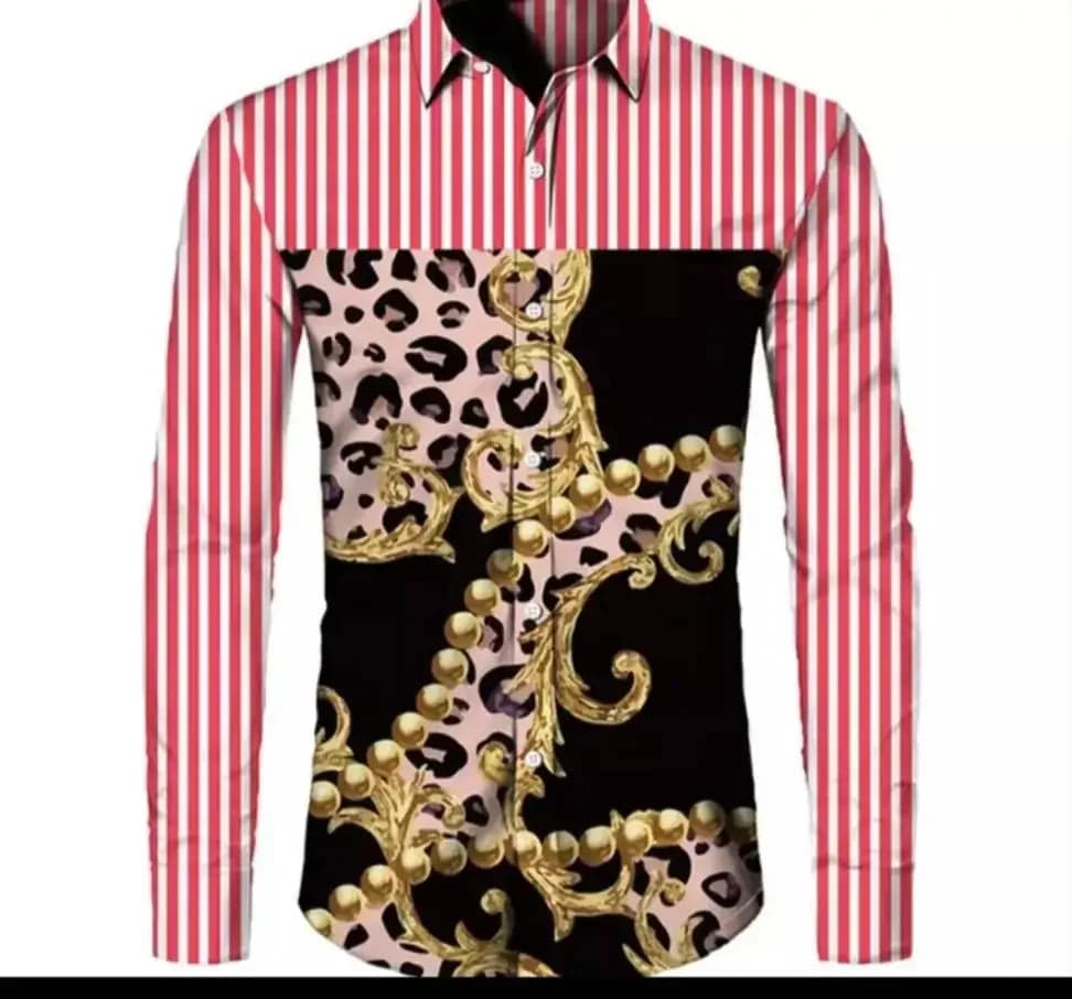 Newest Autumn Shirts For Men 3D Baroque Long Sleeve Luxury Social Shirt V - neck Oversized Tops Tees Shirt Homme Autumn Clothin - SHOWLU FASHION STORE