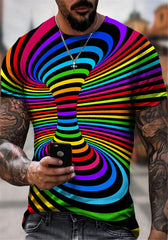 Newest Fashion Men/women Rainbow 3D Printing T Shirt Vertigo Hypnotic Vortex Funny Short Sleeved Tee - SHOWLU FASHION STORE