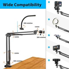 Overhead Tripod for Phone with Ring Light Desktop Cellphone Bracket for Video Shooting Table Mobile Mount for Filming Recording - SHOWLU FASHION STORE