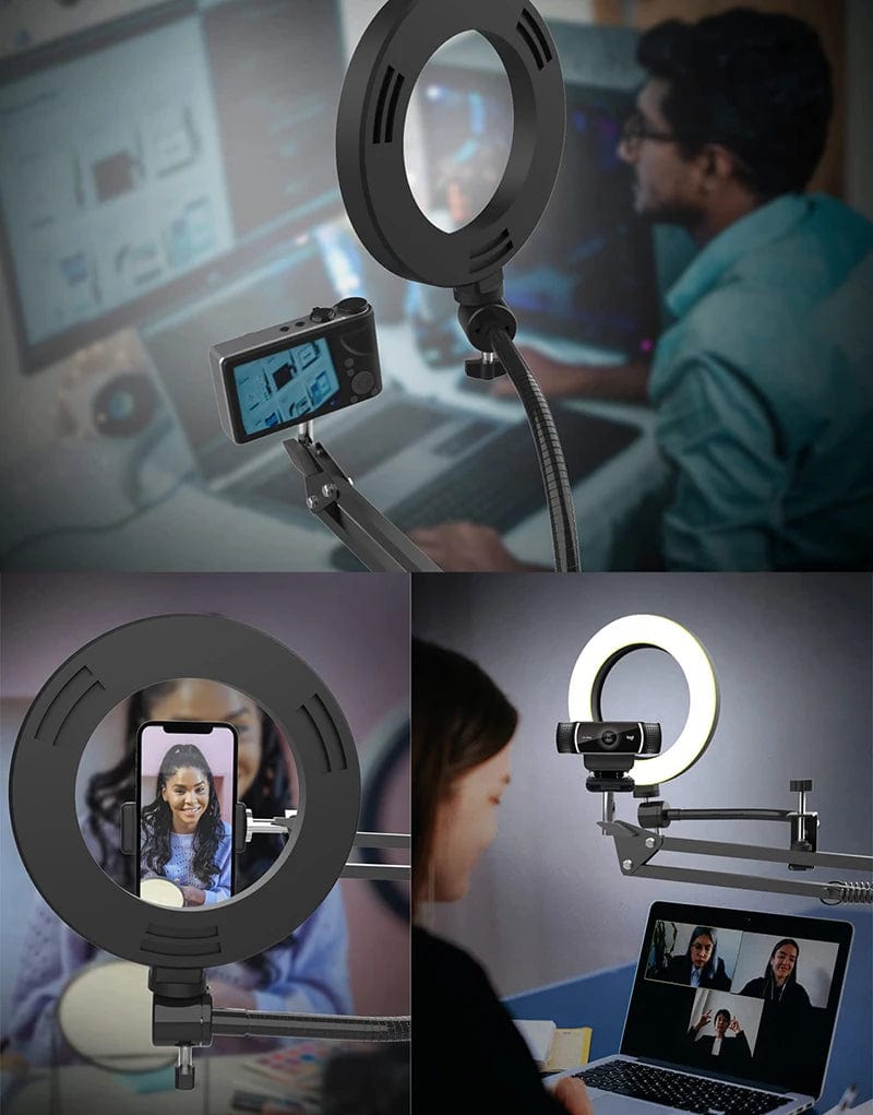 Overhead Tripod for Phone with Ring Light Desktop Cellphone Bracket for Video Shooting Table Mobile Mount for Filming Recording - SHOWLU FASHION STORE