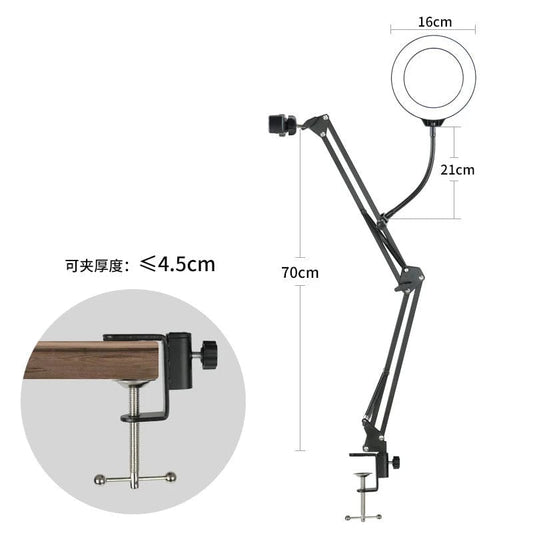 Overhead Tripod for Phone with Ring Light Desktop Cellphone Bracket for Video Shooting Table Mobile Mount for Filming Recording - SHOWLU FASHION STORE