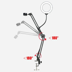Overhead Tripod for Phone with Ring Light Desktop Cellphone Bracket for Video Shooting Table Mobile Mount for Filming Recording - SHOWLU FASHION STORE