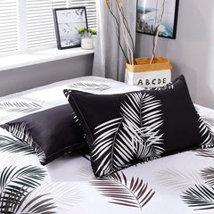 Palm Leaf Comforter Cover Black and White Bedding Set for Kids Teens Adult Women, Leaves Duvet Covers Reversible Quilt Cover Set - SHOWLU FASHION STORE