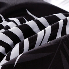 Palm Leaf Comforter Cover Black and White Bedding Set for Kids Teens Adult Women, Leaves Duvet Covers Reversible Quilt Cover Set - SHOWLU FASHION STORE
