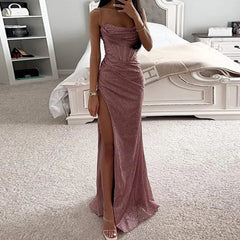 Patchwork Green Maxi Dress Elegant Off - Shoulder Style - SHOWLU FASHION STORE