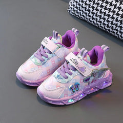 Pink Elsa Princess Baby Girls Sneaker Cartoon Fashion Children's Shoes Spring Autumn Kids Led Lighting Sports Sneakers - SHOWLU FASHION STORE