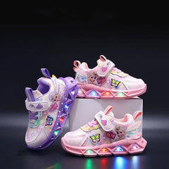 Pink Elsa Princess Baby Girls Sneaker Cartoon Fashion Children's Shoes Spring Autumn Kids Led Lighting Sports Sneakers - SHOWLU FASHION STORE