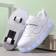 Pink Fashion Girls Boys LED Light Roller Skate Shoes for Children Kids Sneakers with Wheels Two Wheels Sneakers for Boys Kids - SHOWLU FASHION STORE