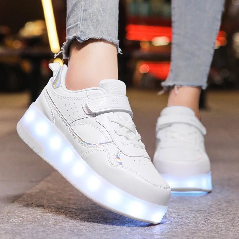 Pink Fashion Girls Boys LED Light Roller Skate Shoes for Children Kids Sneakers with Wheels Two Wheels Sneakers for Boys Kids - SHOWLU FASHION STORE