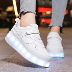 Pink Fashion Girls Boys LED Light Roller Skate Shoes for Children Kids Sneakers with Wheels Two Wheels Sneakers for Boys Kids - SHOWLU FASHION STORE