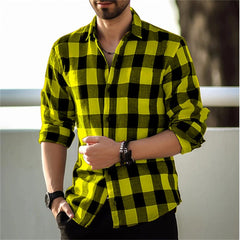 Plaid Print Lapel Cardigan for Men, Fashionable Casual Daily Wear, Street Men's Party, Long Sleeved Top, Hot Selling, 2024 - SHOWLU FASHION STORE