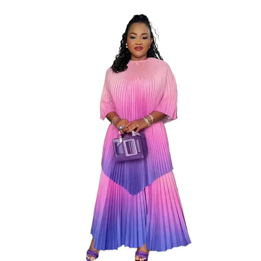 Plus Size African Clothes for Women Autumn Elegant Polyester Party Evening Pleat Top Skirt Gowns Dashiki Africa Clothing Outfits - SHOWLU FASHION STORE