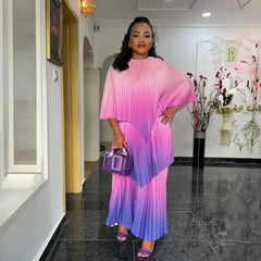 Plus Size African Clothes for Women Autumn Elegant Polyester Party Evening Pleat Top Skirt Gowns Dashiki Africa Clothing Outfits - SHOWLU FASHION STORE