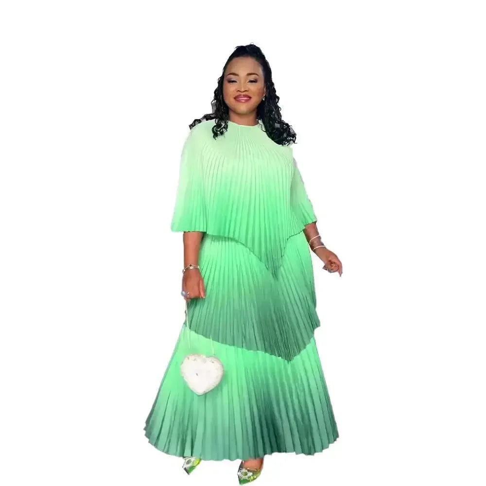Plus Size African Clothes for Women Autumn Elegant Polyester Party Evening Pleat Top Skirt Gowns Dashiki Africa Clothing Outfits - SHOWLU FASHION STORE