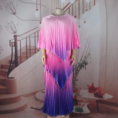 Plus Size African Clothes for Women Autumn Elegant Polyester Party Evening Pleat Top Skirt Gowns Dashiki Africa Clothing Outfits - SHOWLU FASHION STORE