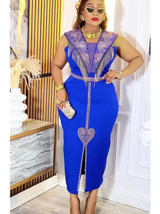 Plus Size African Wedding Party Dresses for Women 2025 Dashiki Ankara Evening Gown Elegant Christmas Outfit Robe Africa Clothes - SHOWLU FASHION STORE