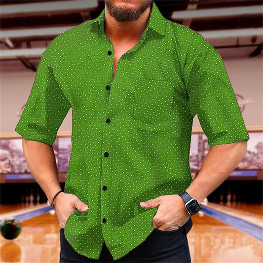 Polka Dot Summer Printed Shirt Men's Short Sleeve Comfortable Collar Button Shirt Hawaii Party Casual Men's Top - SHOWLU FASHION STORE