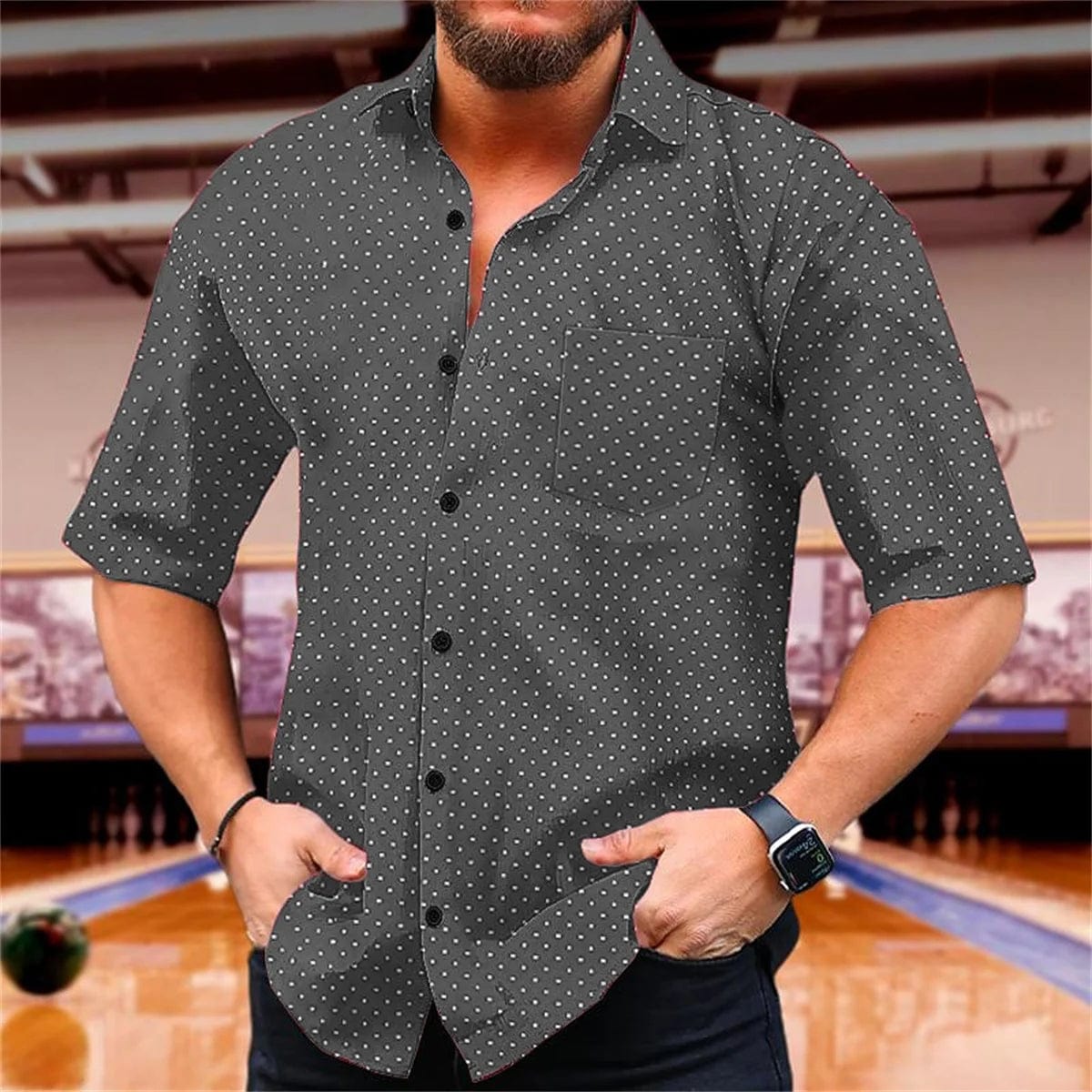 Polka Dot Summer Printed Shirt Men's Short Sleeve Comfortable Collar Button Shirt Hawaii Party Casual Men's Top - SHOWLU FASHION STORE