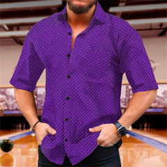 Polka Dot Summer Printed Shirt Men's Short Sleeve Comfortable Collar Button Shirt Hawaii Party Casual Men's Top - SHOWLU FASHION STORE