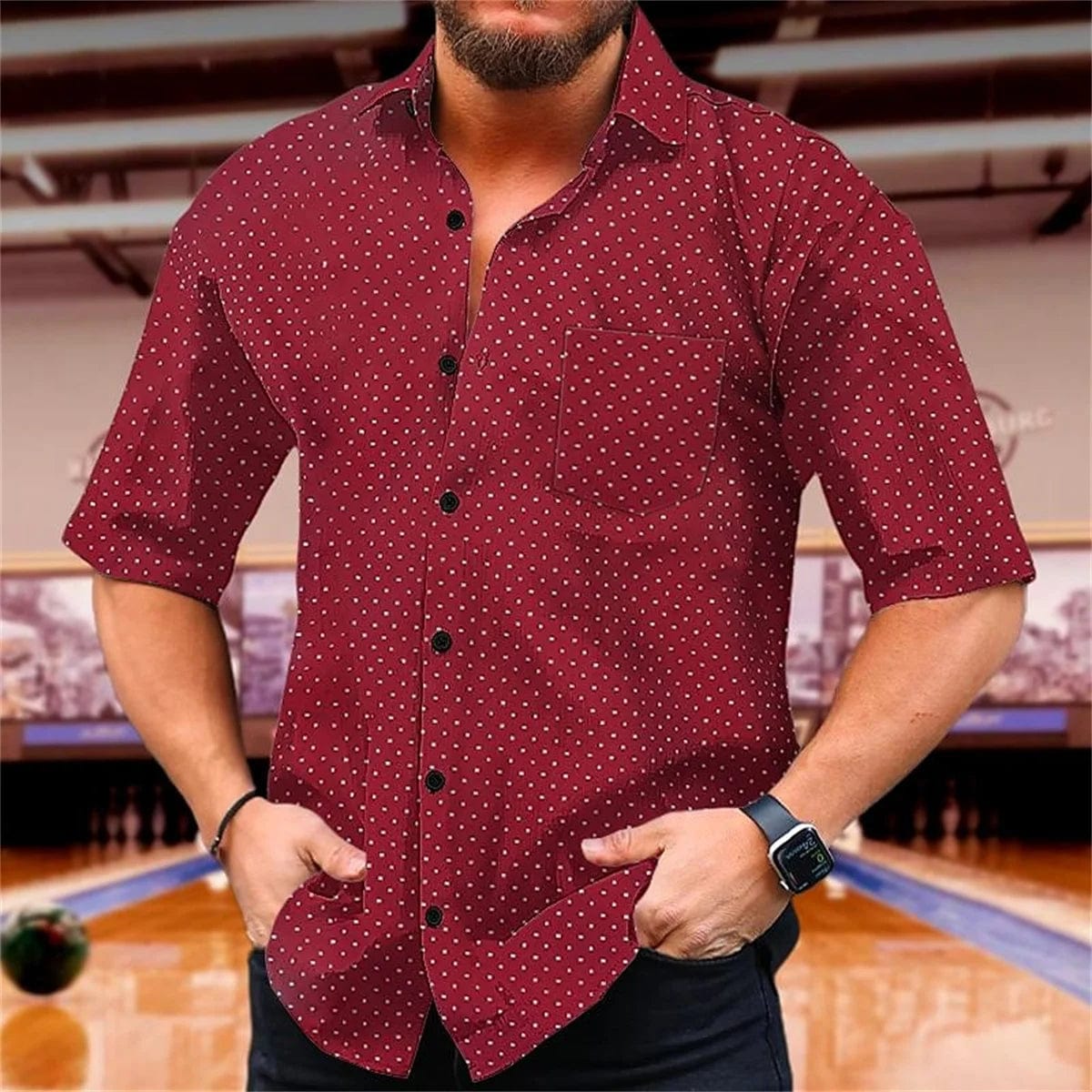 Polka Dot Summer Printed Shirt Men's Short Sleeve Comfortable Collar Button Shirt Hawaii Party Casual Men's Top - SHOWLU FASHION STORE