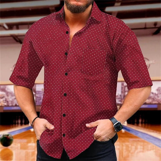 Polka Dot Summer Printed Shirt Men's Short Sleeve Comfortable Collar Button Shirt Hawaii Party Casual Men's Top - SHOWLU FASHION STORE
