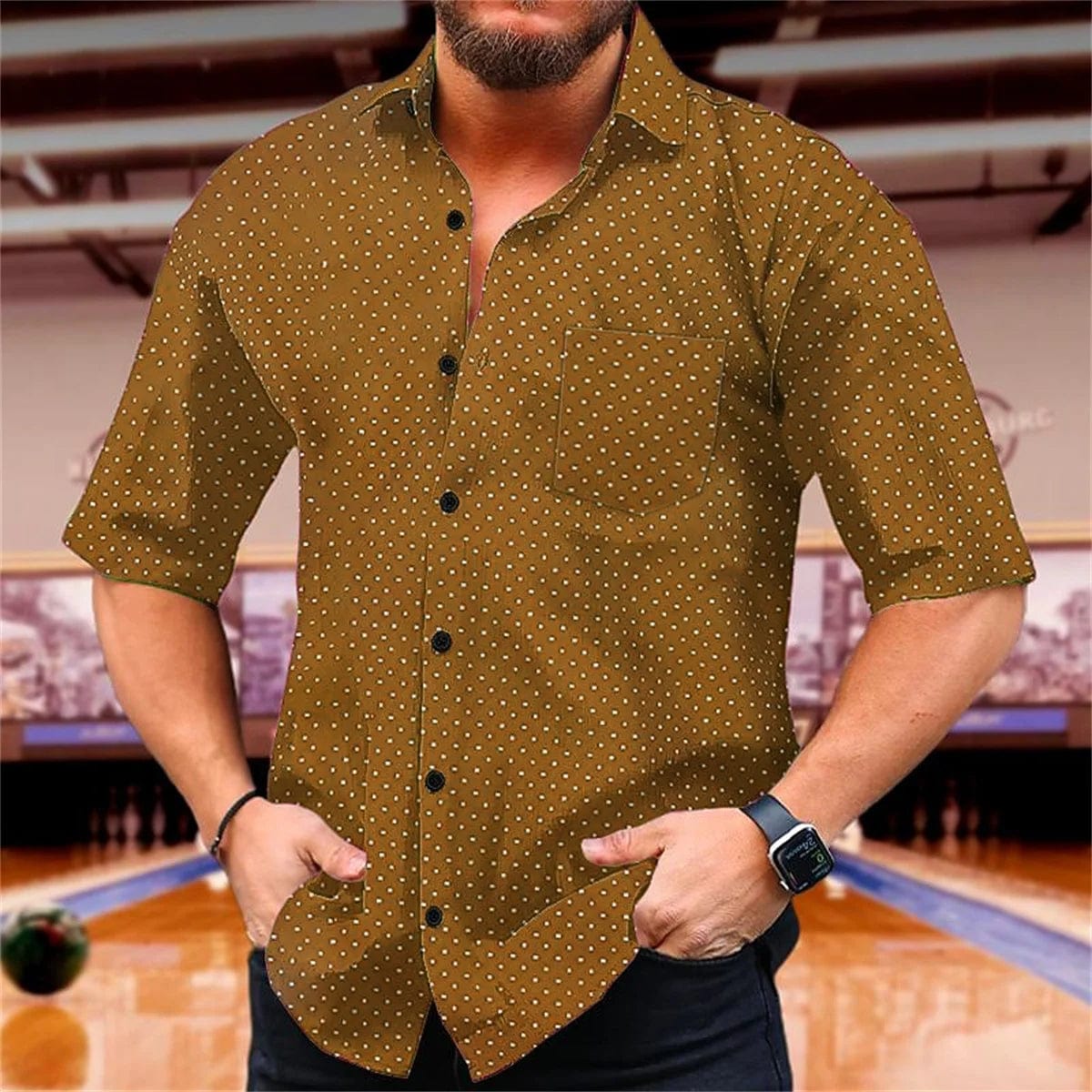 Polka Dot Summer Printed Shirt Men's Short Sleeve Comfortable Collar Button Shirt Hawaii Party Casual Men's Top - SHOWLU FASHION STORE