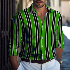 Popular men's casual shirt striped long - sleeved shirt luxury printed shirt extra large size xs - 5xl - SHOWLU FASHION STORE