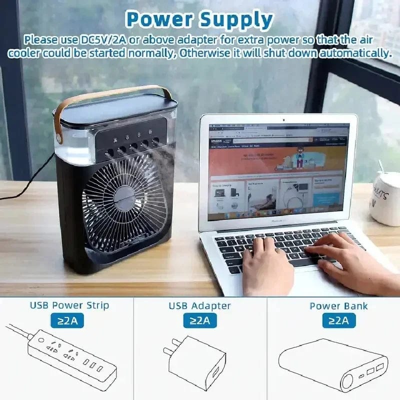 Portable 3 In 1 Fan AIr Conditioner Household Small Air Cooler LED Night Lights Humidifier Air Adjustment Home Fans Dropshipping - SHOWLU FASHION STORE