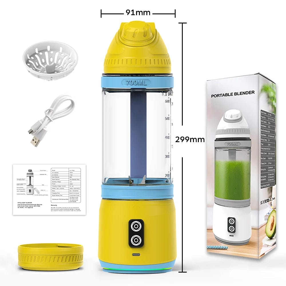 Portable Blender 700ML Electric Juicer machine Fruit Mixer USB Rechargeable Milkshake Smoothie Mini Blender kitchen acceesories - SHOWLU FASHION STORE