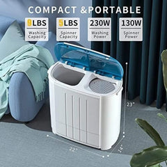 Portable Washing Machine, Twin Tub Washing Machine Compact spinner Combo with 14lbs capacity, 9Lbs Washer and 5Lbs Spinner Dryer - SHOWLU FASHION STORE