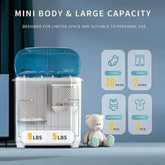 Portable Washing Machine, Twin Tub Washing Machine Compact spinner Combo with 14lbs capacity, 9Lbs Washer and 5Lbs Spinner Dryer - SHOWLU FASHION STORE