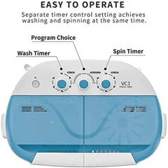 Portable Washing Machine, Twin Tub Washing Machine Compact spinner Combo with 14lbs capacity, 9Lbs Washer and 5Lbs Spinner Dryer - SHOWLU FASHION STORE