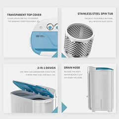 Portable Washing Machine, Twin Tub Washing Machine Compact spinner Combo with 14lbs capacity, 9Lbs Washer and 5Lbs Spinner Dryer - SHOWLU FASHION STORE