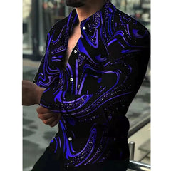 Printed Long Sleeve Slim Fit Men's Shirt Print Long Sleeves Slim Fit Men's Shirt - SHOWLU FASHION STORE