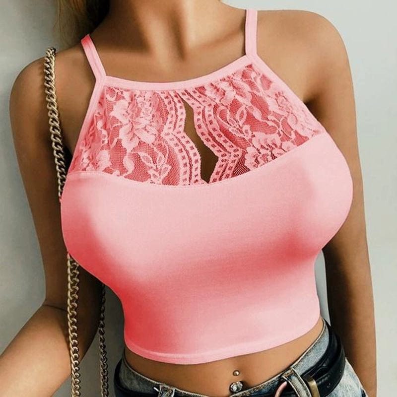 Pure Color Halter Slim - Fit Women's Lace - SHOWLU FASHION STORE