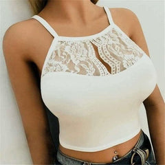 Pure Color Halter Slim - Fit Women's Lace - SHOWLU FASHION STORE