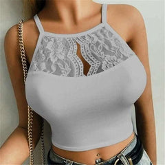 Pure Color Halter Slim - Fit Women's Lace - SHOWLU FASHION STORE